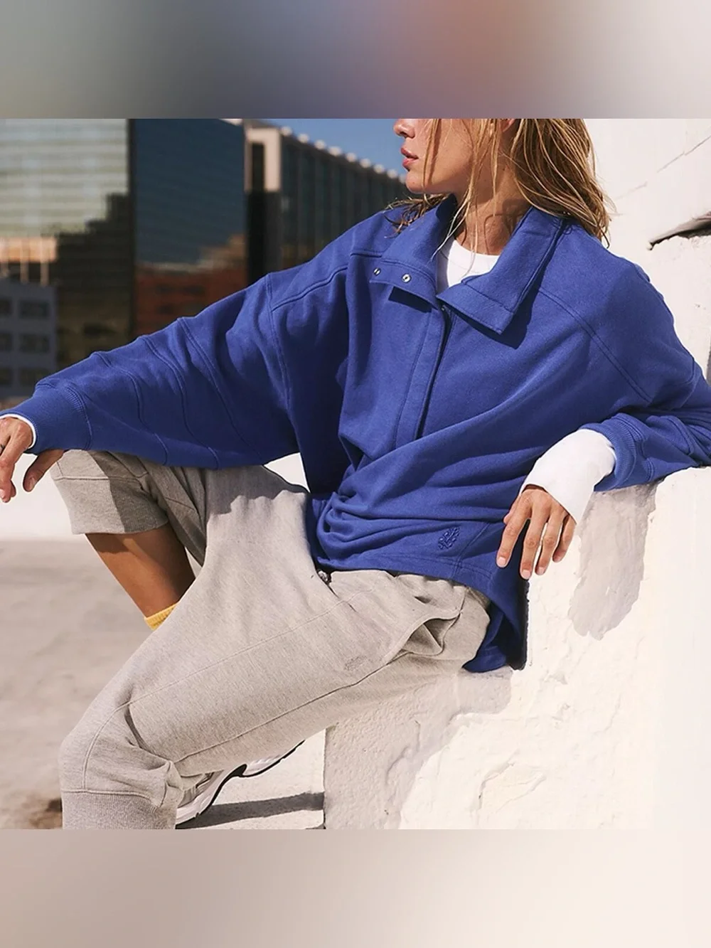 NWT Free people FP Movement Warm Down Pullover - Maliblue cobalt blue - Small